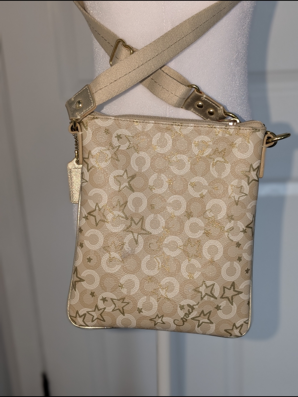 Coach Waverly Snow Queen Crossbody Bag With Signature C and Gold Stars - Picture 2 of 13